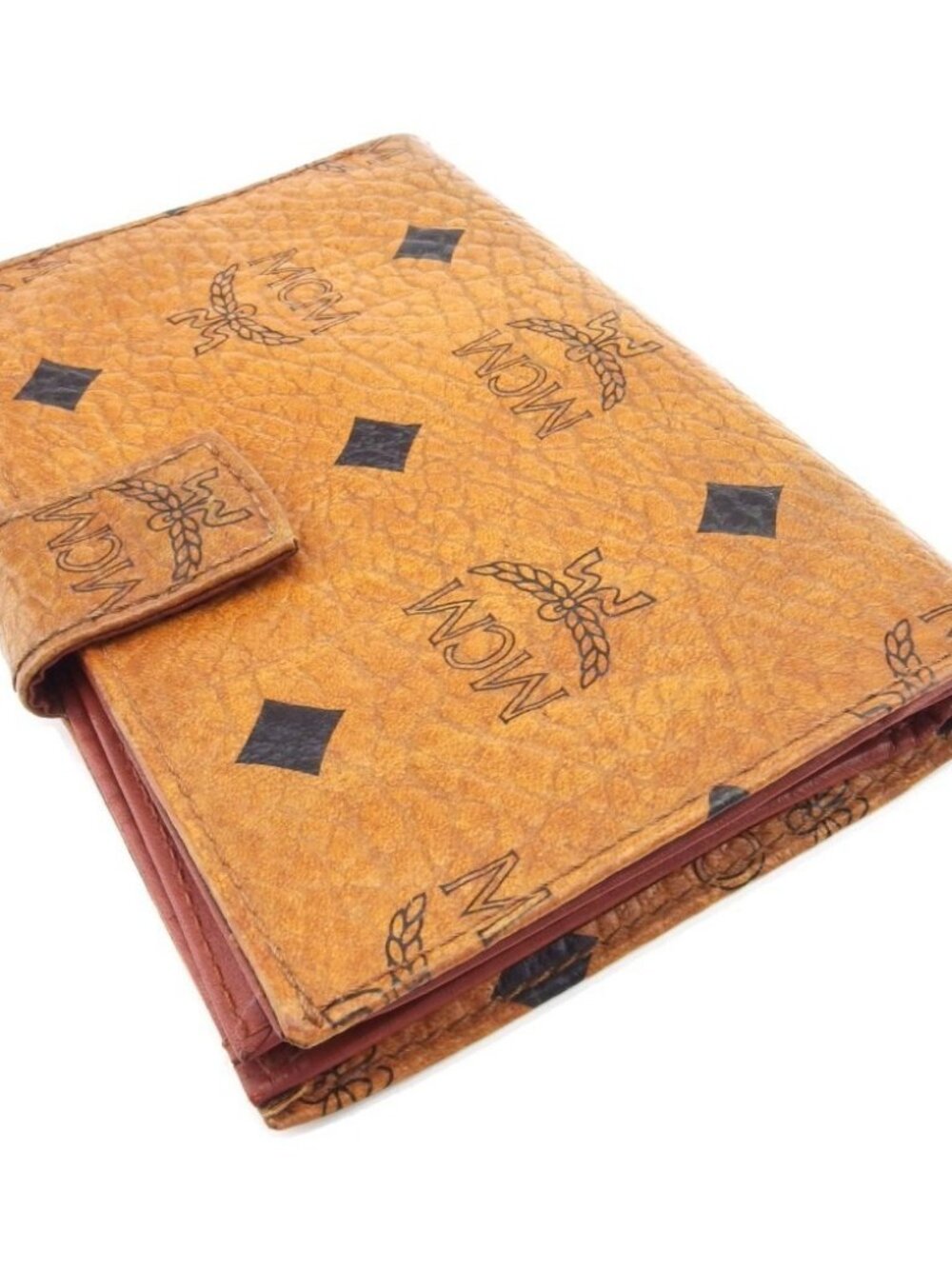 MCM Bifold Wallet Light Brown Black Women Authentic secondhand